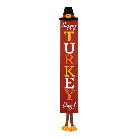 Glitzhome® 58.5" Thanksgiving Wood "HAPPY TURKEY DAY" Porch Sign